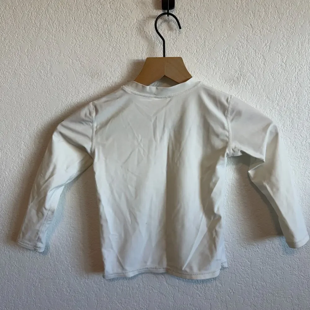 Rugged Butts Boys' UPF 50+ Logo Long Sleeve Rash Guard Swim Top White 3T